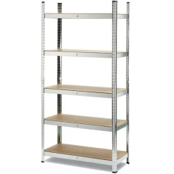 Scaffale 90x180cm in metallo 5 ripiani multiuso grigio legno Simba