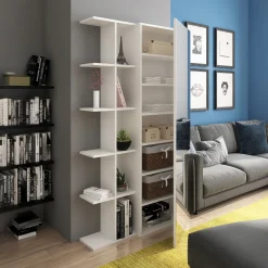 Scarpiera con libreria 88x160h cm 1 anta con specchio bianco Vanda