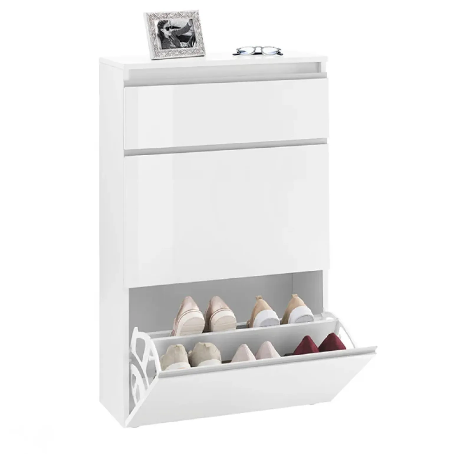 Scarpiera ingresso 60x108cm 2 ante bianco lucido Eclisse