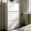 Scarpiera ingresso 61x113h cm moderna 3 ante bianco lucido Jepson