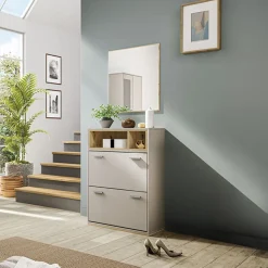 Scarpiera ingresso 70x101h cm 2 ante moderna rovere naturale beige satinato Kenya