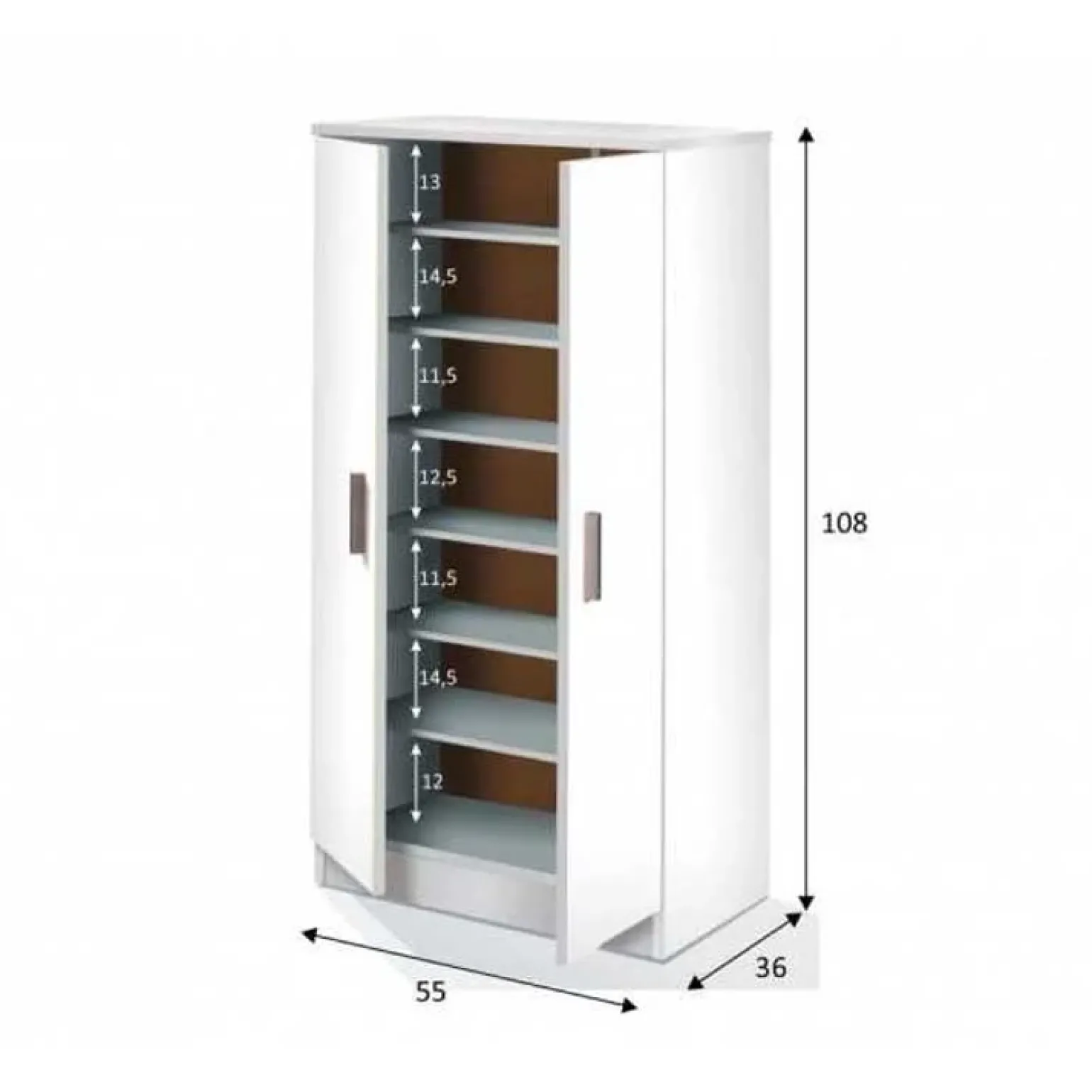 Scarpiera ingresso 55x108h cm 2 ante moderna bianco Easy