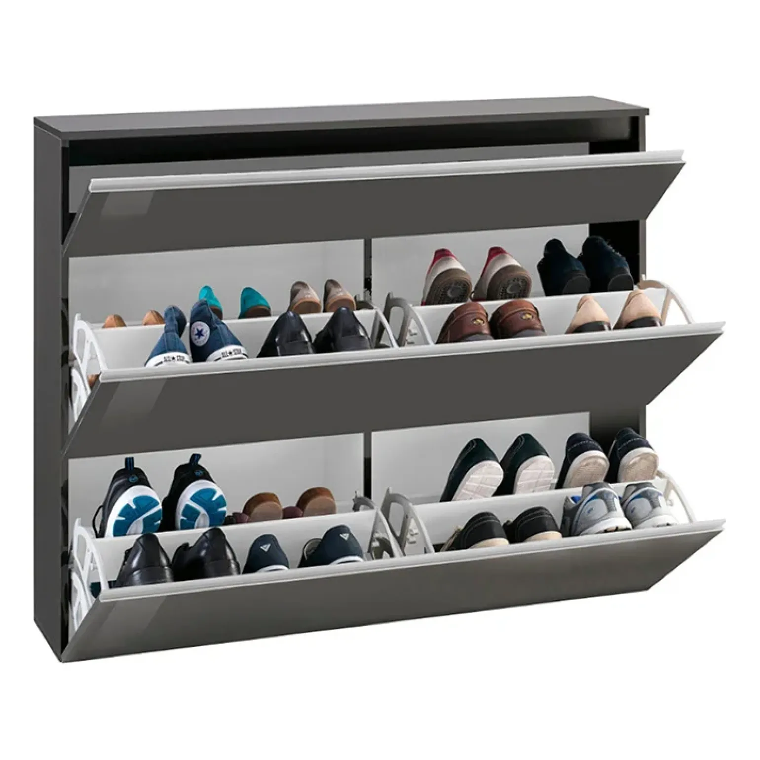 Scarpiera ingresso 120x108h cm 2 ante antracite lucido Eclisse