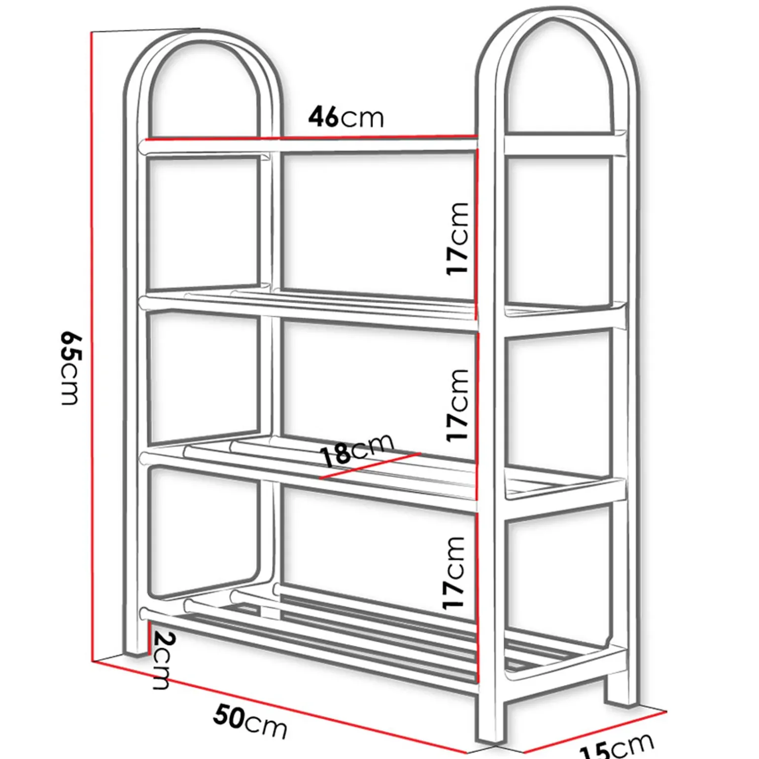 Scarpiera ingresso 50x65h cm 4 ripiani grigio Lavinia