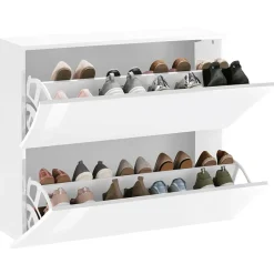 Scarpiera sospesa 100x82h cm 2 ante moderna bianco lucido Neve