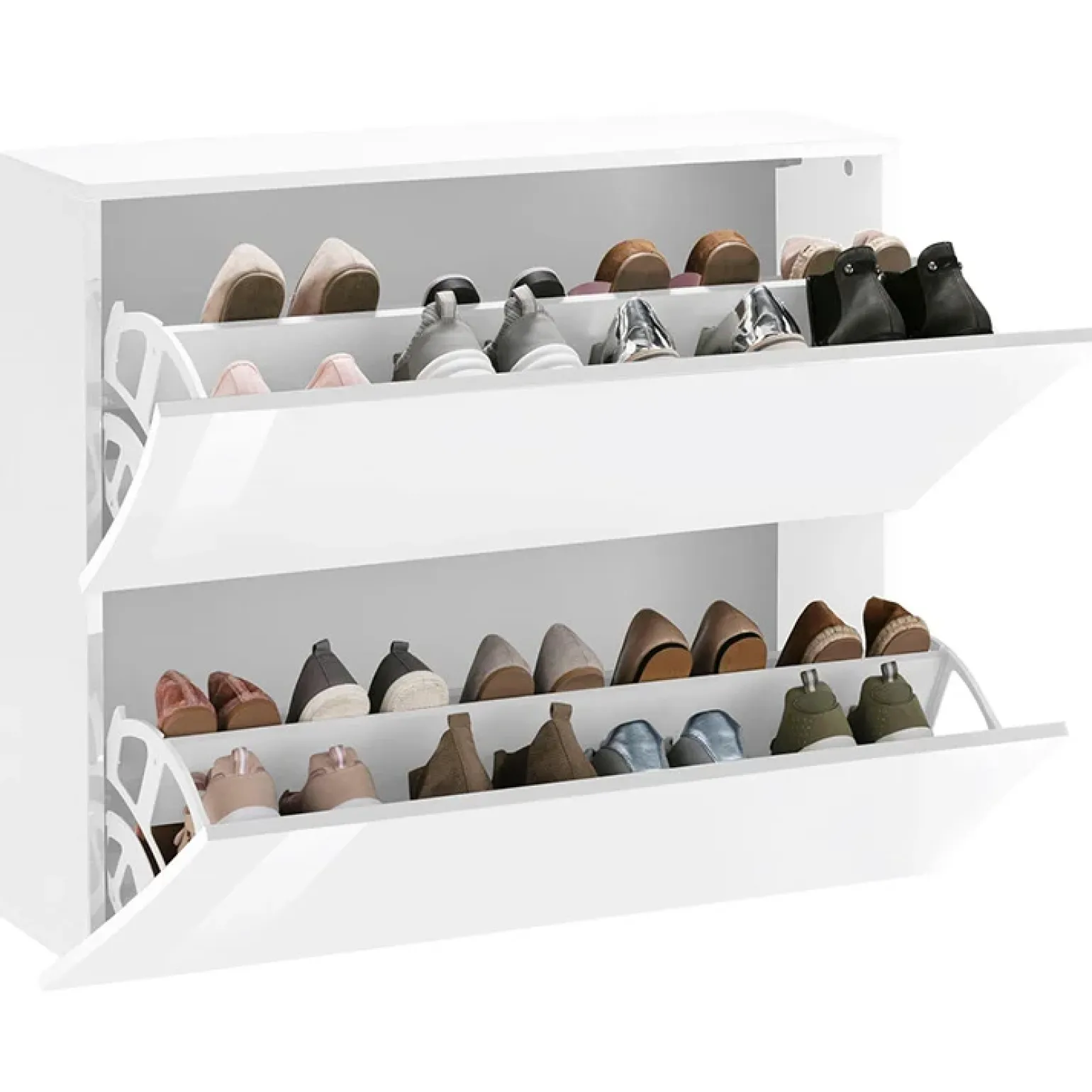Scarpiera sospesa 100x82h cm 2 ante moderna bianco lucido Neve