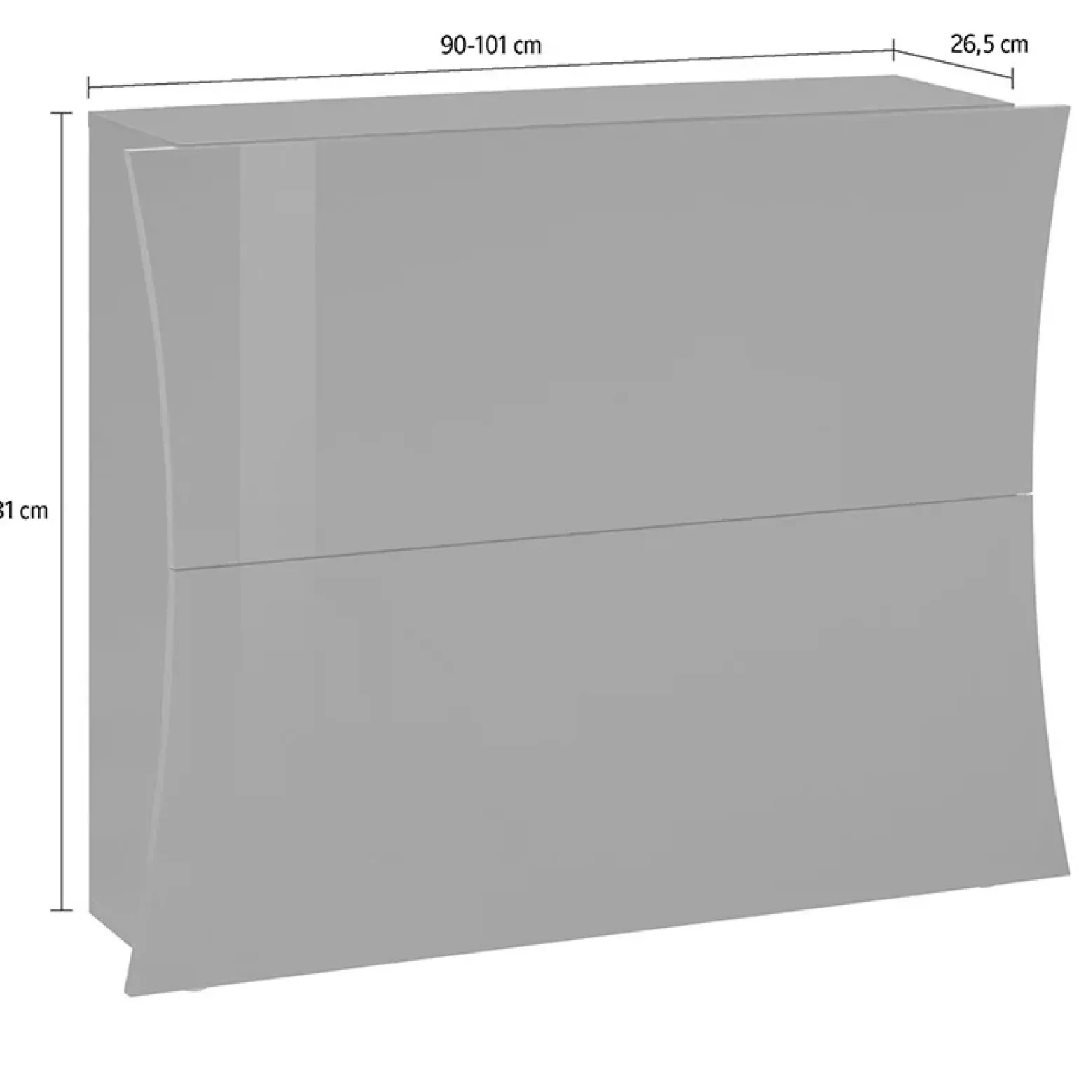 Scarpiera sospesa 100x82h cm 2 ante moderna bianco lucido Neve