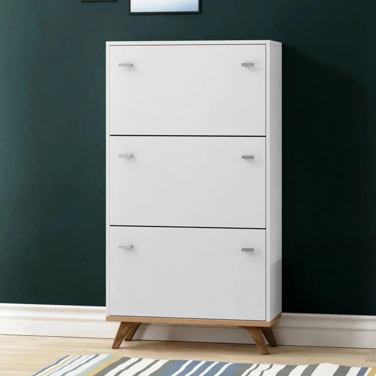 Scarpiera 60x130h cm 3 ante bianco rovere Clea