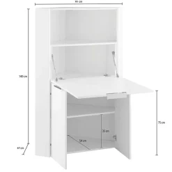 Scrivania a scomparsa 70x67cm angolare bianco lucido Pinko