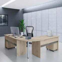Scrivania angolare con cassettiere 140x60cm rovere antracite Time 12