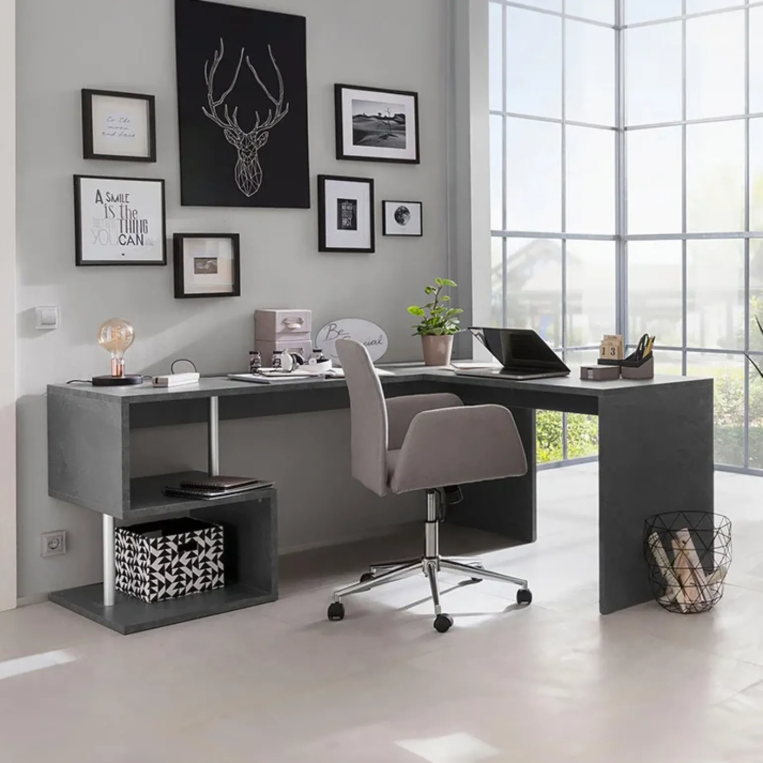 Scrivania angolare ufficio 180x78cm antracite ErgoDesk
