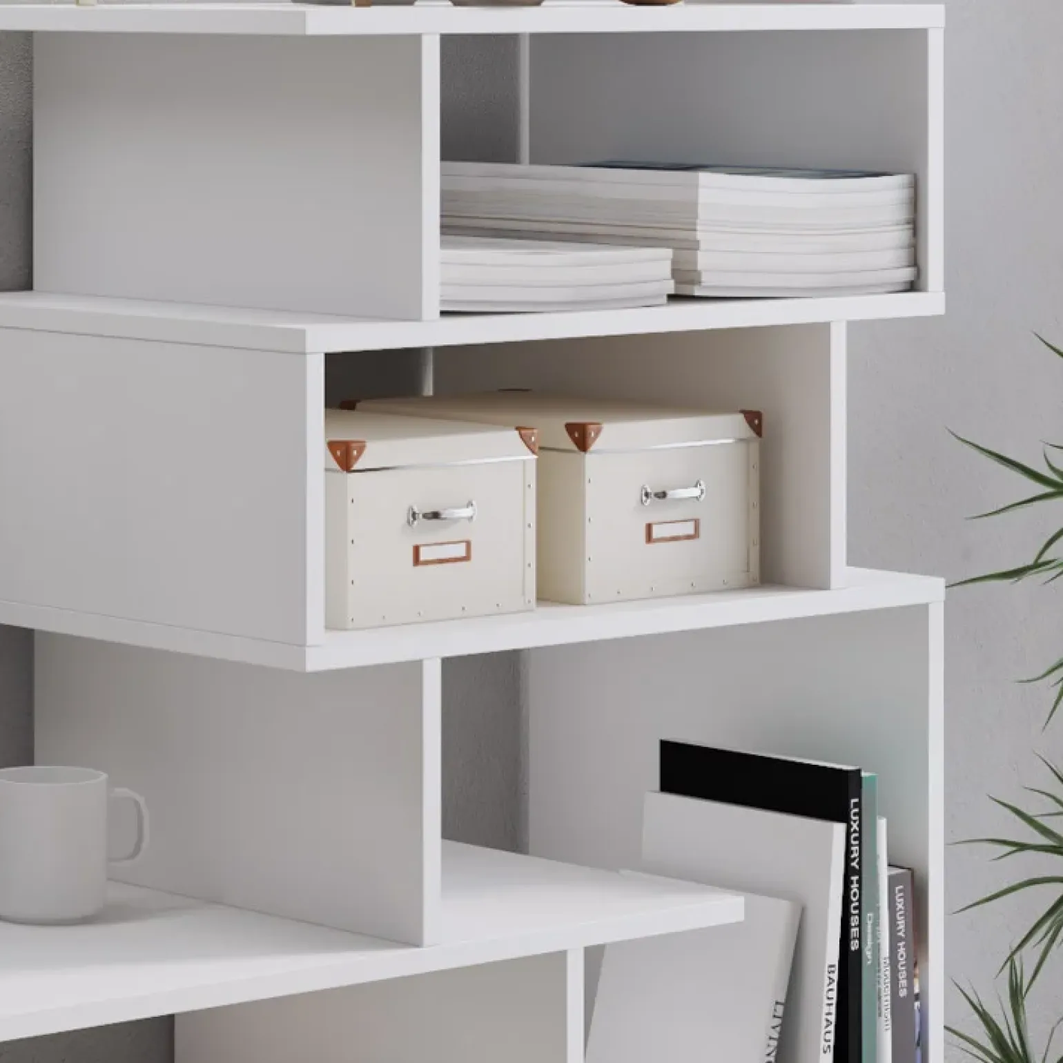 Scrivania 158/40cm ufficio con libreria bianco frassino Claire