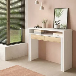 Scrivania 36/66cm ufficio moderna bianco opaco rovere Adam Gihome®