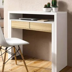 Scrivania 36/66cm ufficio moderna bianco opaco rovere Adam Gihome®
