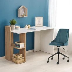 Scrivania 122/57cm ufficio moderna bianco rovere Lauren Gihome®