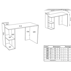 Scrivania 122/57cm ufficio moderna bianco rovere Lauren Gihome®