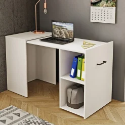 Scrivania 42-132cm ufficio moderna salvaspazio richiudibile bianco Rocky