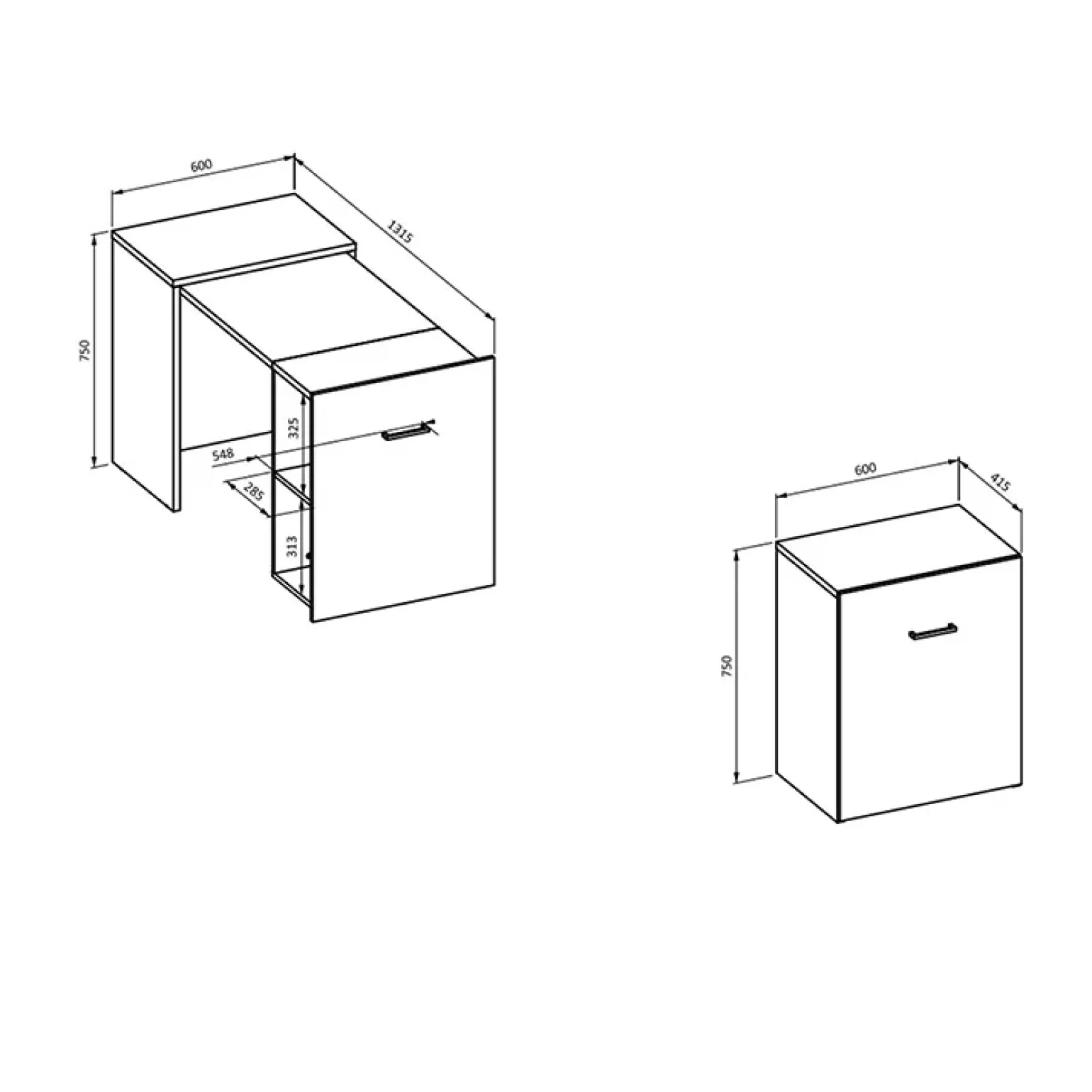 Scrivania 42-132cm ufficio moderna salvaspazio richiudibile bianco Rocky