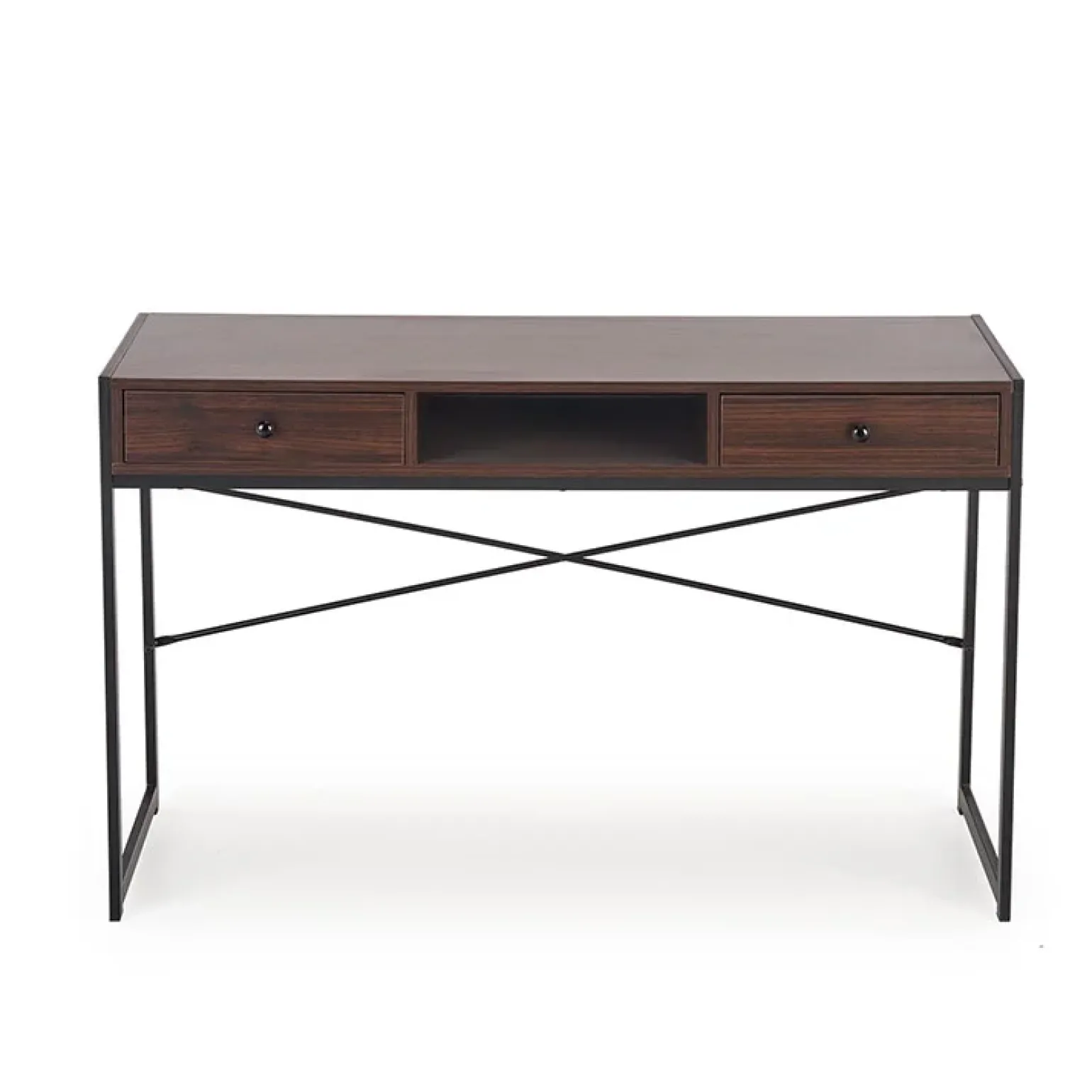 Scrivania consolle design industrial 123x75cm noce nero Lupino