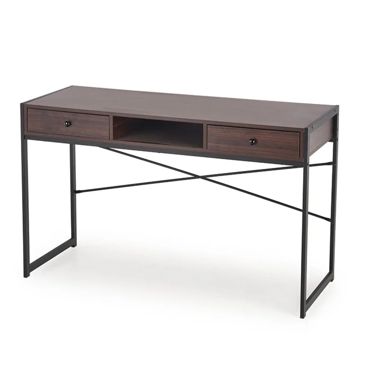Scrivania consolle design industrial 123x75cm noce nero Lupino