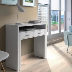 Scrivania consolle ingresso moderna 99x87cm bianco opaco Anastasia