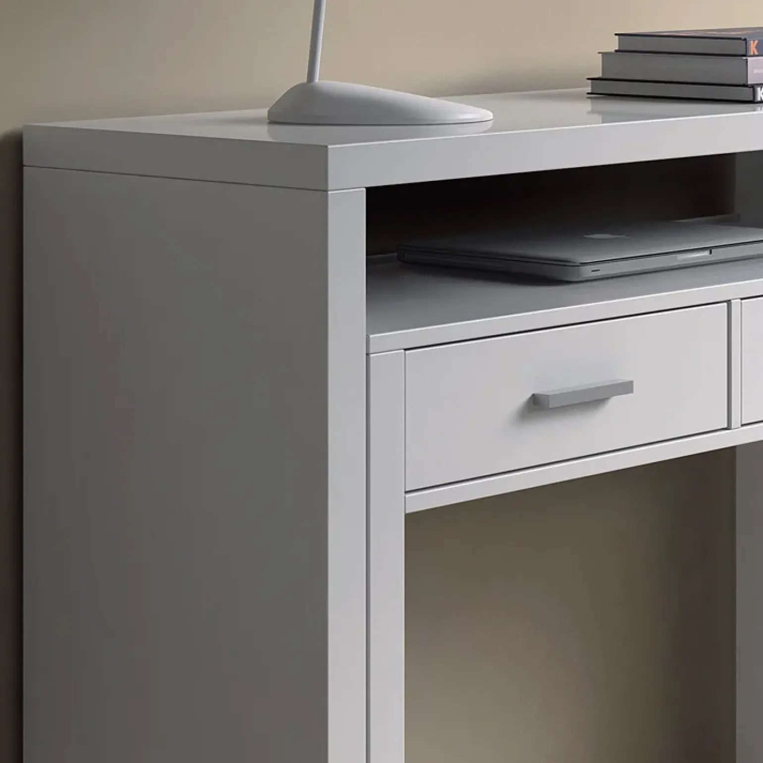 Scrivania consolle ingresso moderna 99x87cm bianco opaco Anastasia