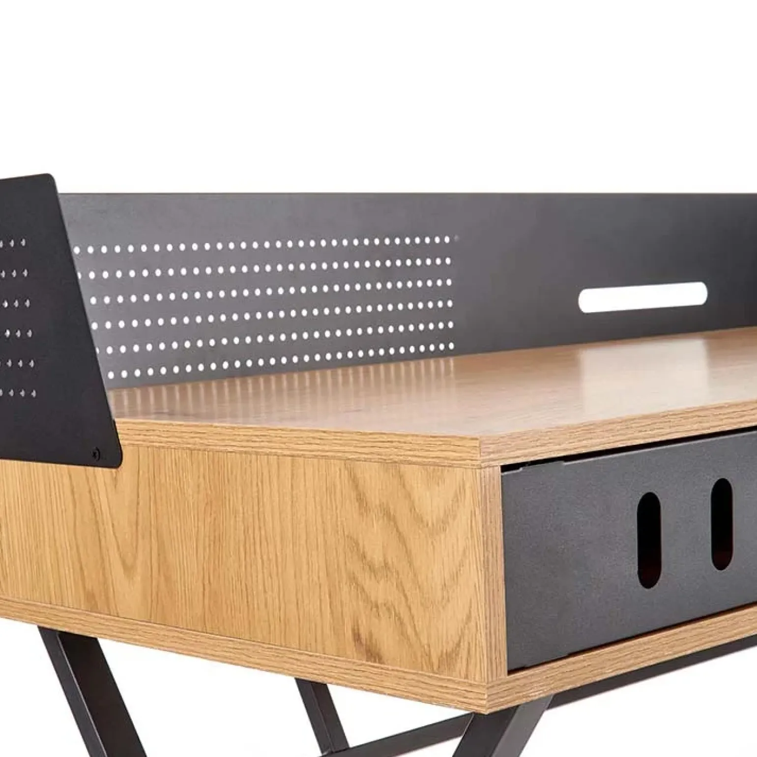 Scrivania consolle ingresso 110x51cm rovere nero metallo Toler