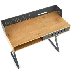 Scrivania consolle ingresso 110x51cm rovere nero metallo Toler
