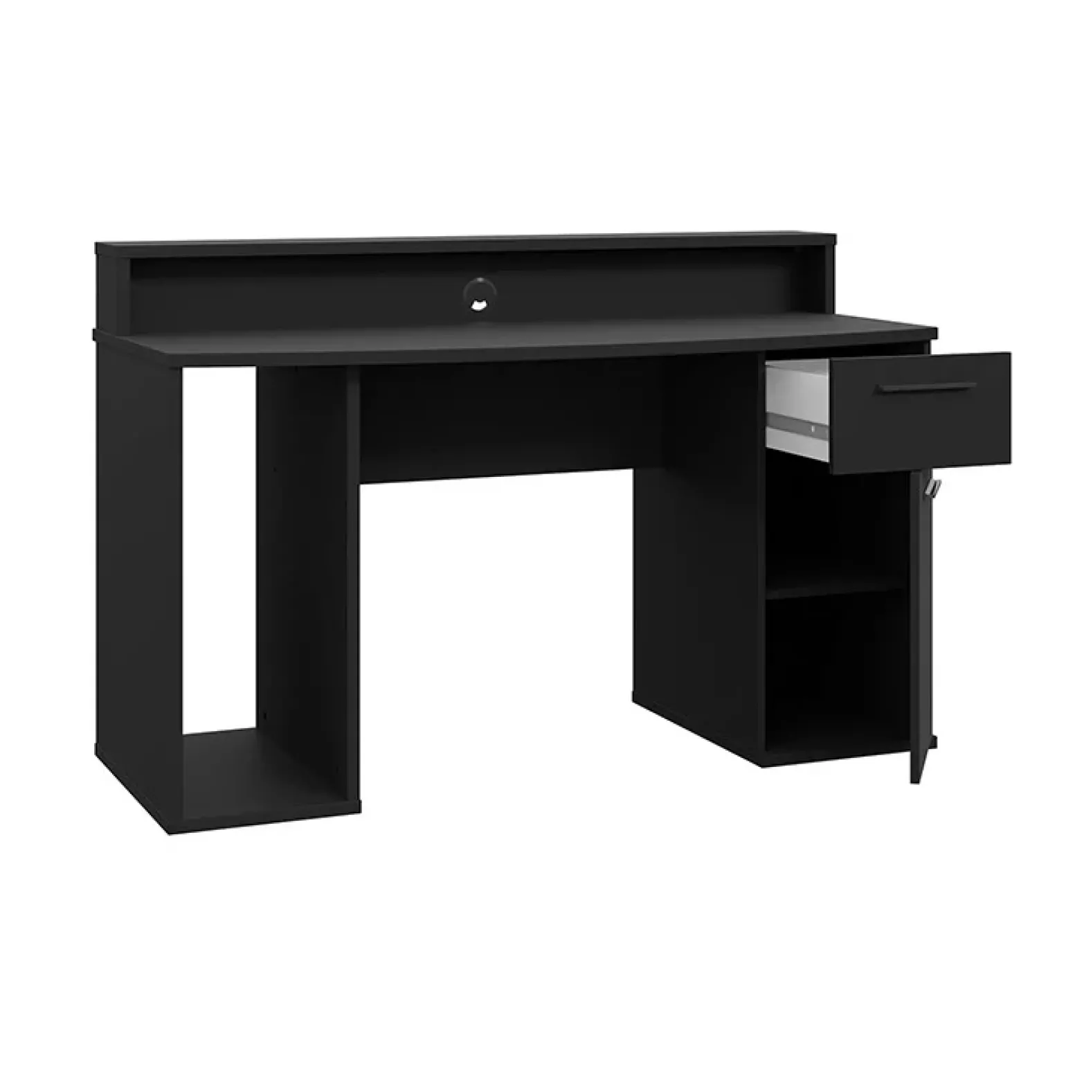 Scrivania gaming 140x91cm moderna con led 2 cassetti nera Crash