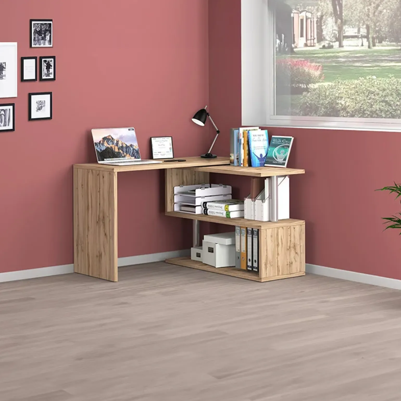 Scrivania girevole 65-120cm rovere chiaro Havana