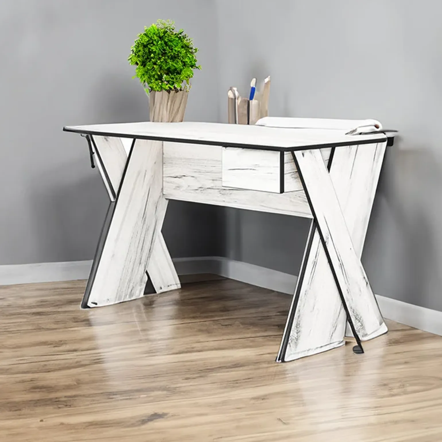 Scrivania moderna 120x75cm 1 cassetto bianco rustico Zadar