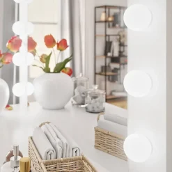 Scrivania postazione trucco 100x145cm con specchio bianco Dijon