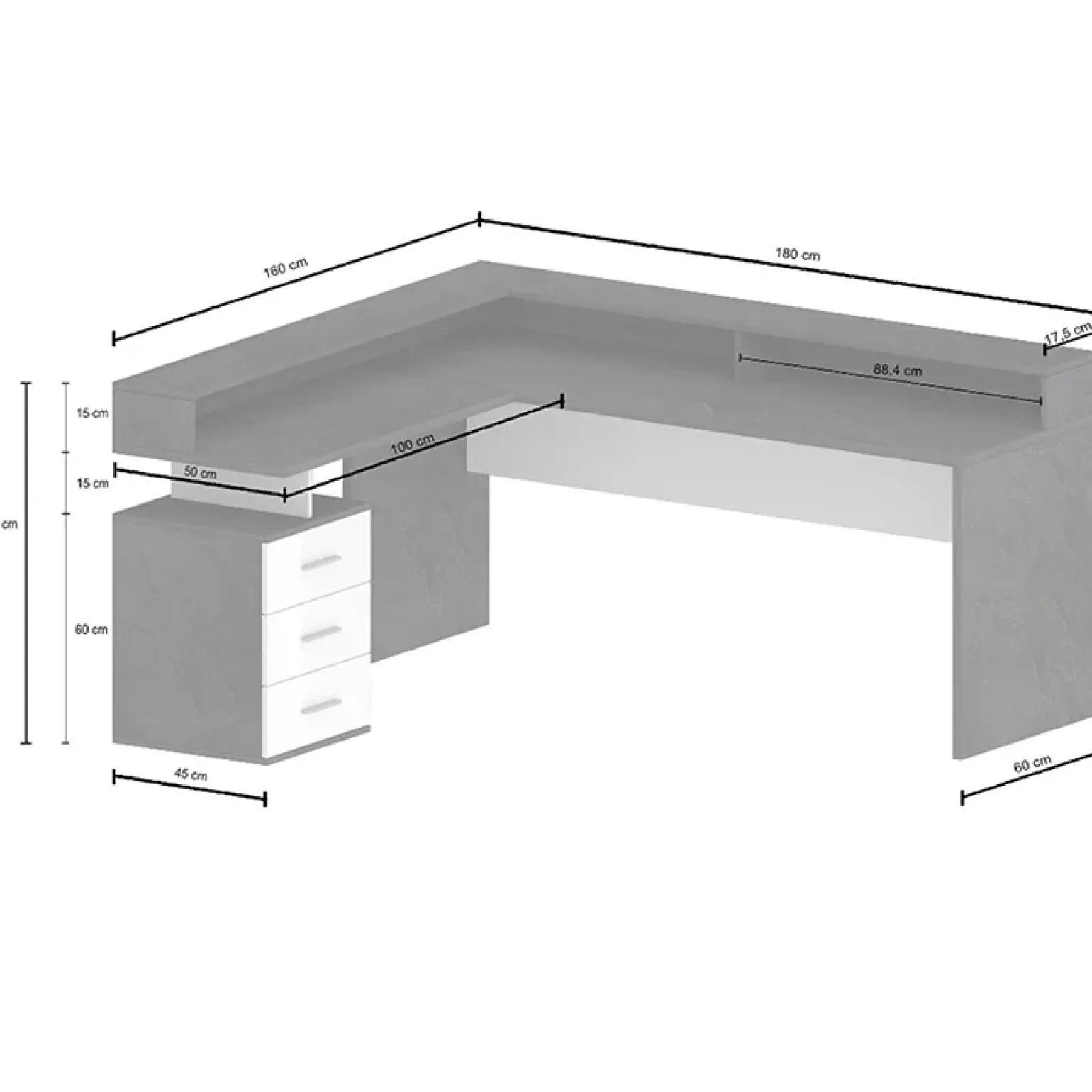 Scrivania ufficio angolare 180x160cm bianco lucido OfficeScape