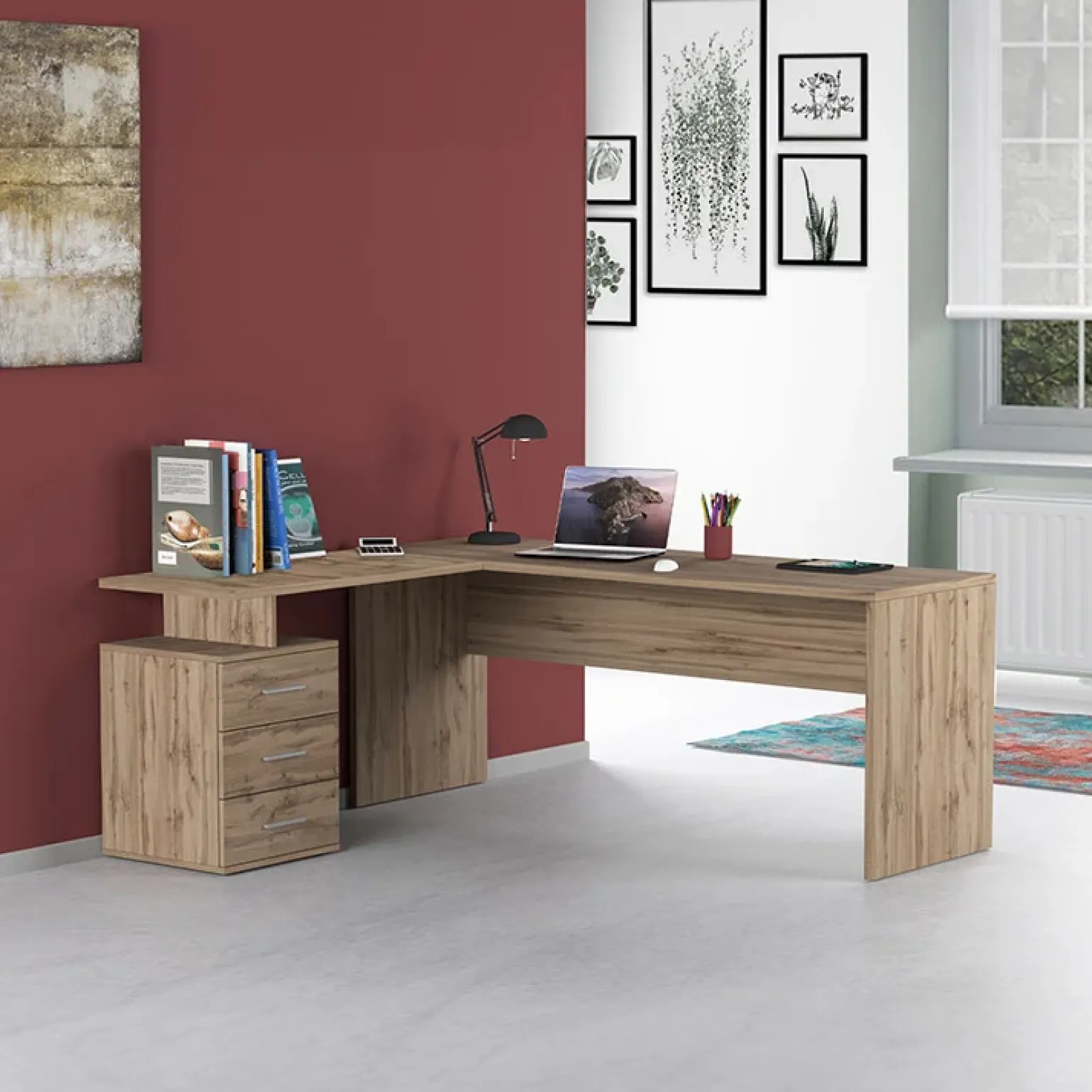 Scrivania ufficio angolare 180x160cm rovere OfficeScape