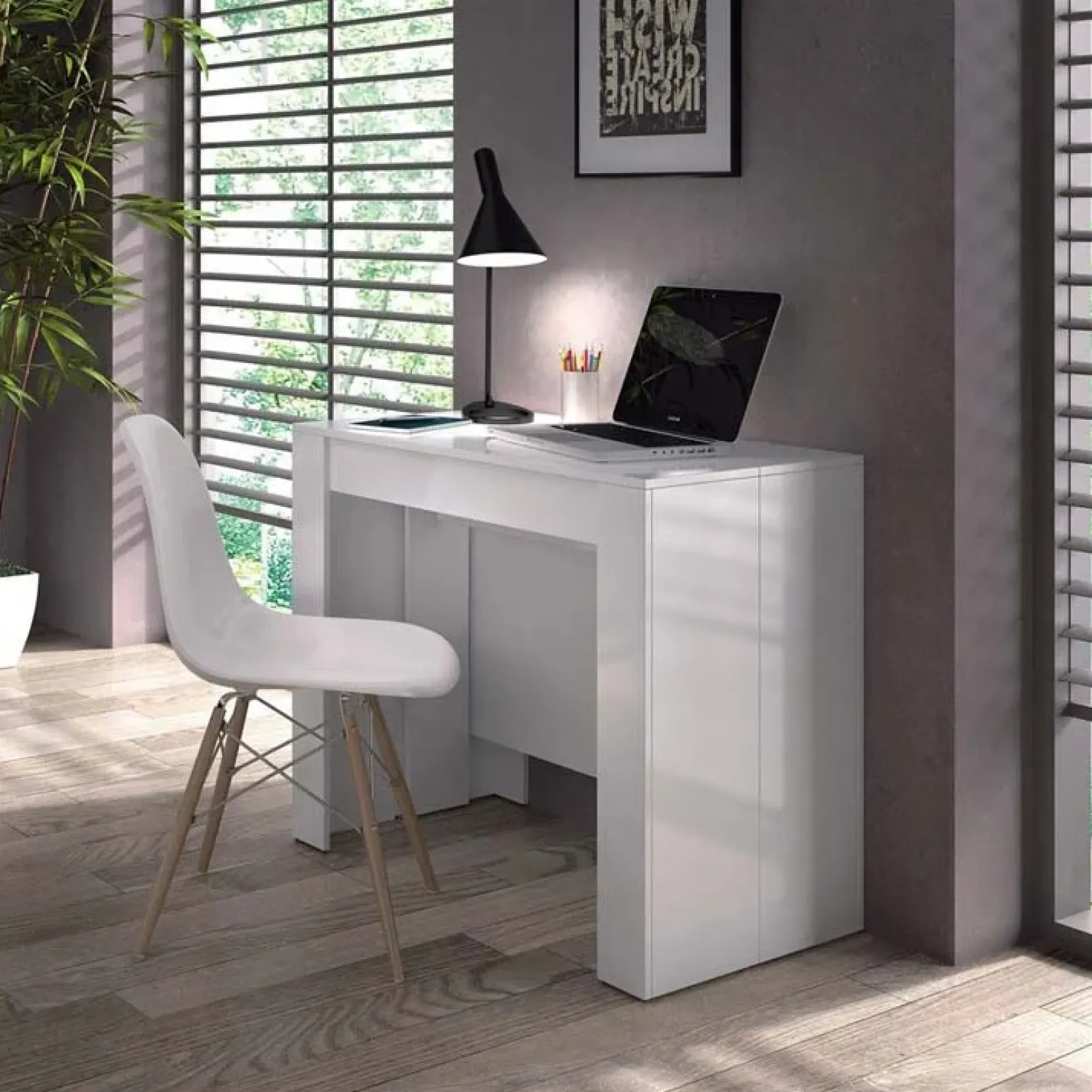Scrivania ufficio 51/237cm bianco lucido Favolosa