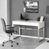 Scrivania ufficio con cassetti 120x76cm bianco laccato lucido Borbone