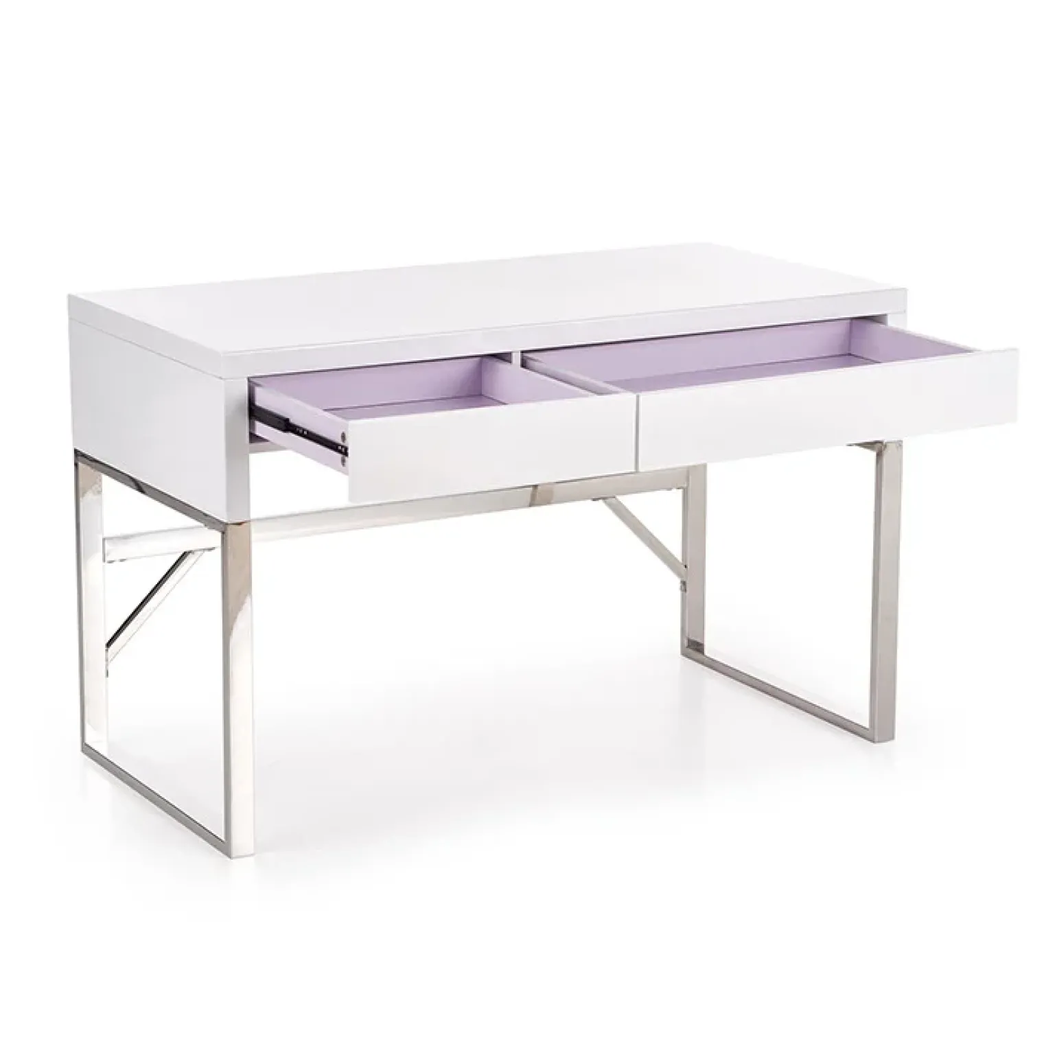 Scrivania ufficio con cassetti 120x76cm bianco laccato lucido Borbone