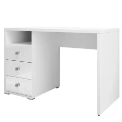 Scrivania ufficio moderna con cassetti 120x50cm bianco lucido Angus