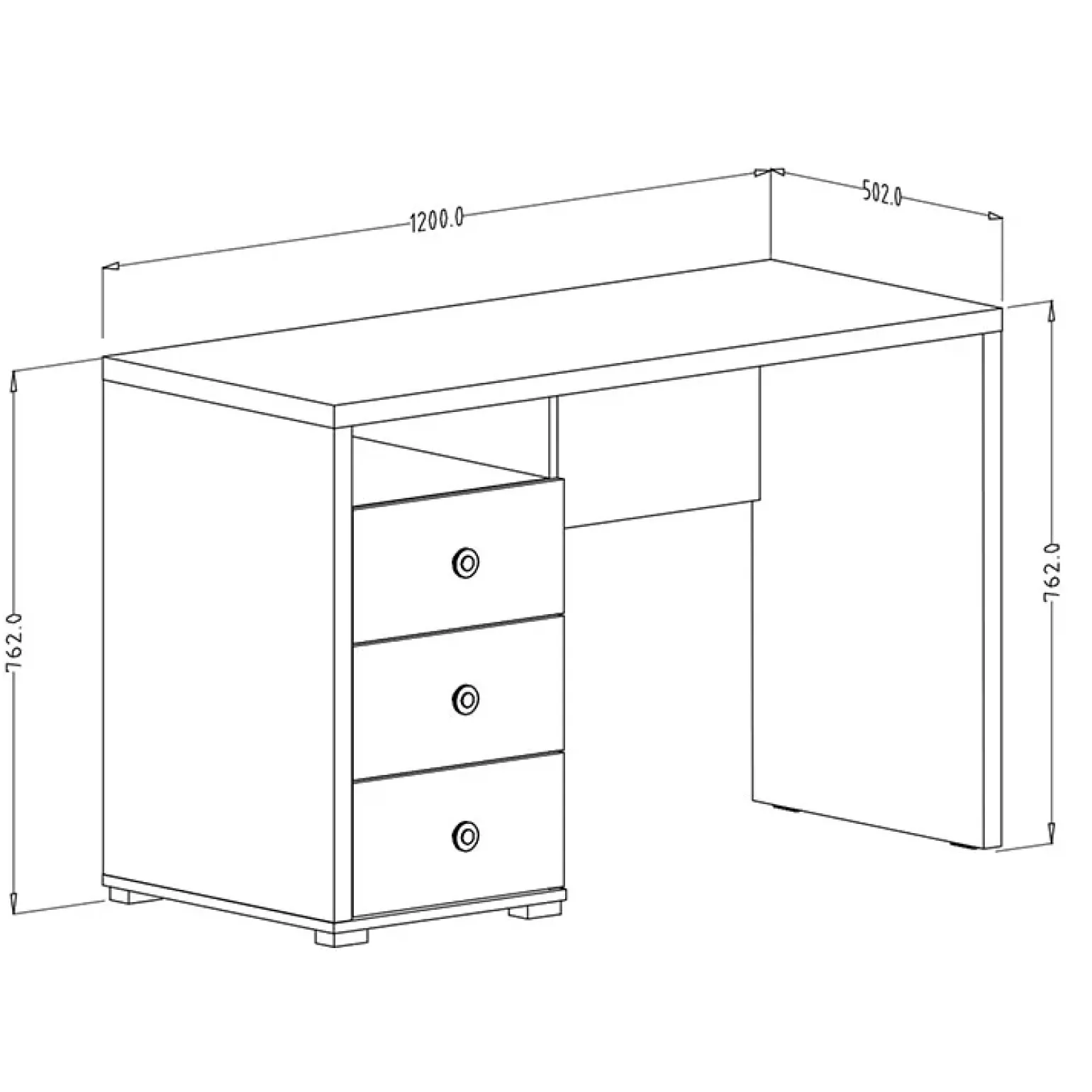 Scrivania ufficio moderna con cassetti 120x50cm bianco lucido Angus