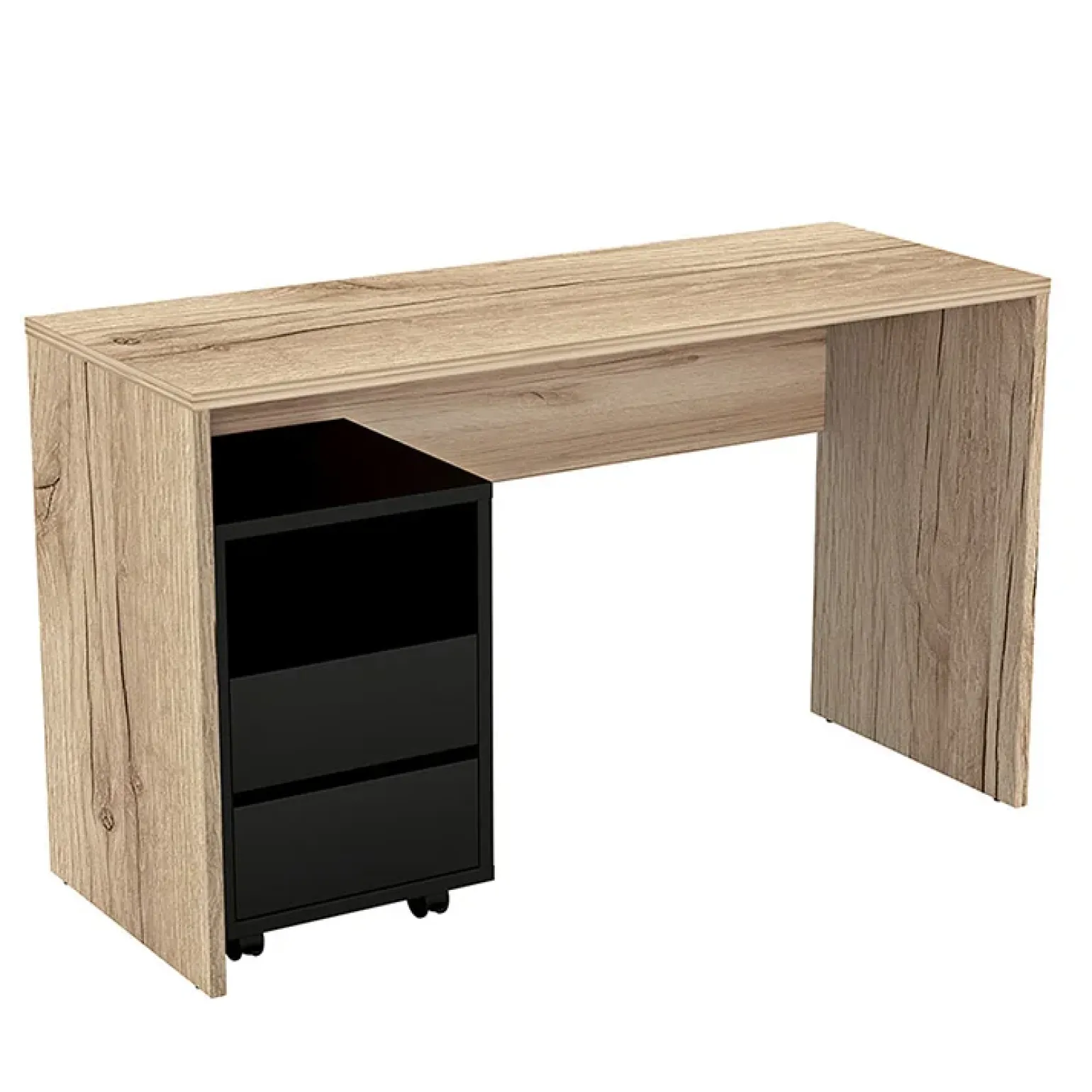 Scrivania ufficio moderna 130x50cm cassettiera rovere Callum