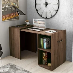 Scrivania ufficio moderna 42-132cm salvaspazio richiudibile rovere scuro Rocky
