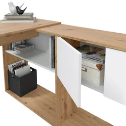 Scrivania ufficio moderna reversibile rovere bianco artico Grom