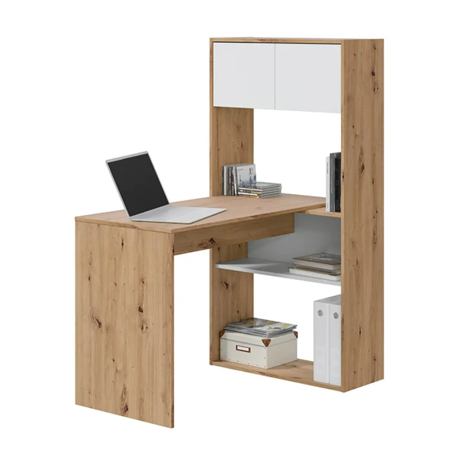 Scrivania ufficio moderna reversibile rovere bianco artico Grom