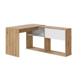 Scrivania ufficio moderna reversibile rovere bianco artico Grom