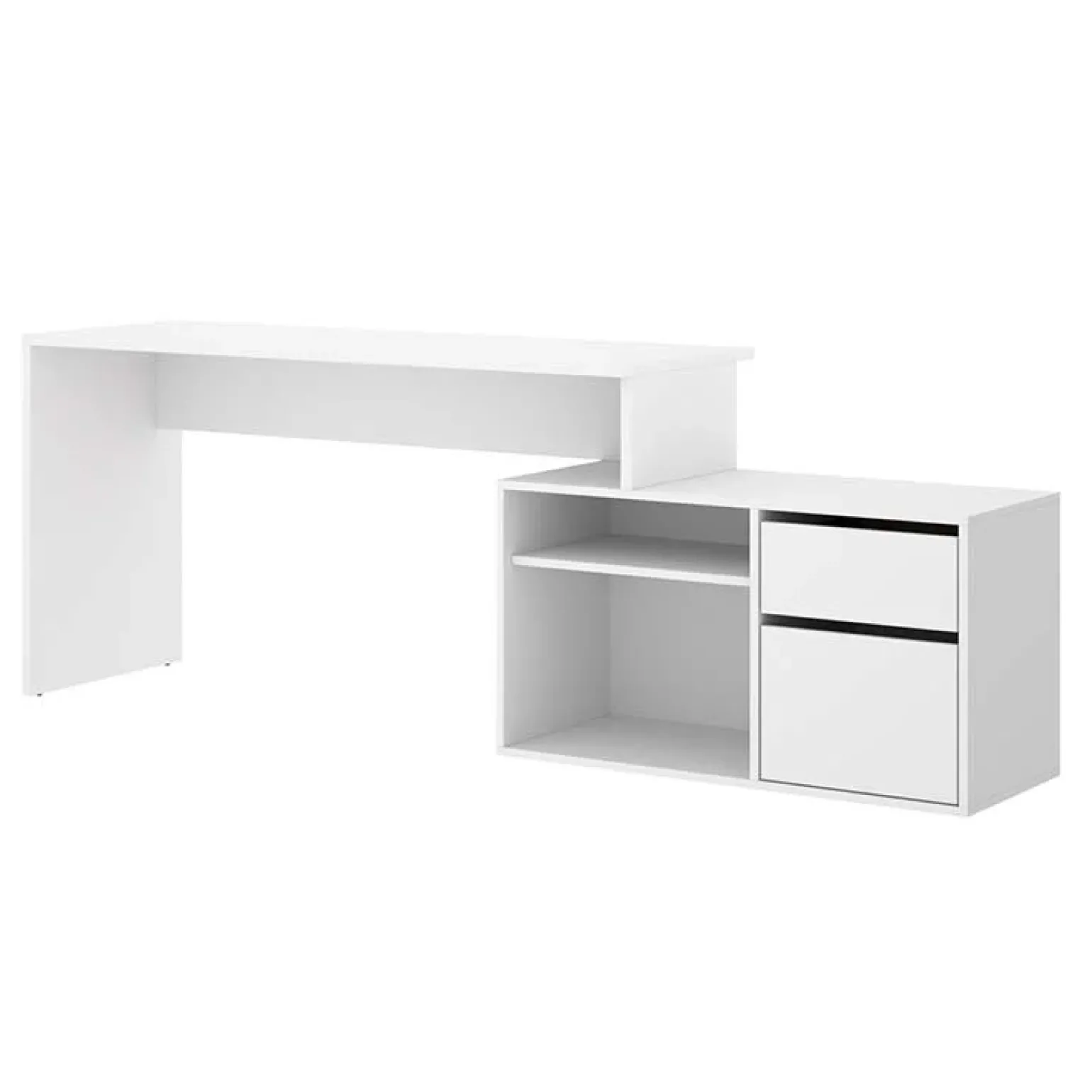 Scrivania ufficio salvaspazio moderna 230x51cm bianco opaco Teddy