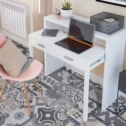 Scrivania ufficio salvaspazio moderna 37/71cm bianco opaco Eva