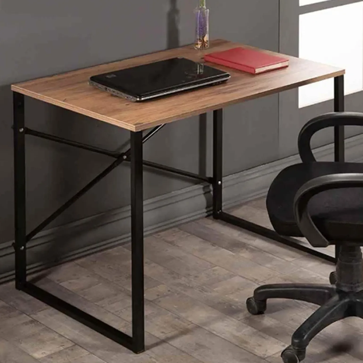 Scrivania ufficio salvaspazio 90x60cm noce nero Cassino