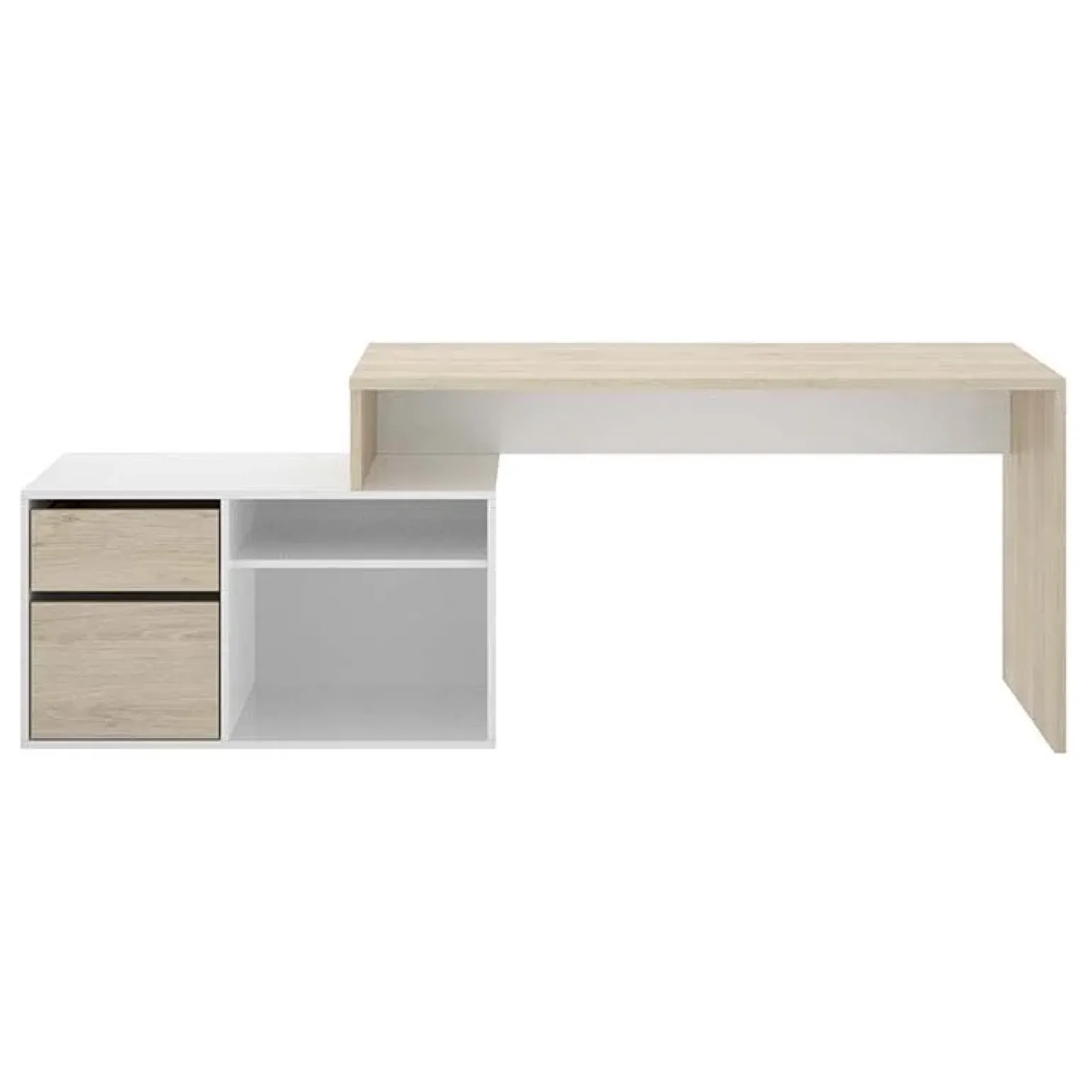 Scrivania ufficio salvaspazio 230x51cm rovere bianco lucido Teddy