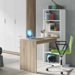 Scrivania ufficio salvaspazio moderna 120x144cm rovere bianco Jolie