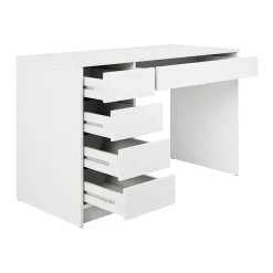 Scrivania ufficio 120x75cm 5 cassetti bianco opaco Blackpool